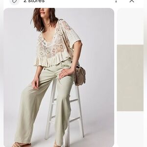 Free People Falling Out Trouser in Sage